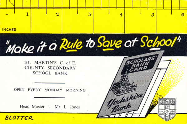 St Martin&#039;s Secondary School - ink blotter c1960s