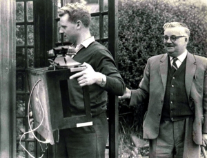 The return of a friend - Bailiff Bridge public telephone box - 1964