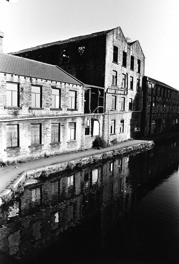 Victoria Mills derelict looking from the canal - this was soon to be Sainsbury&#039;s new store - pre 2000
